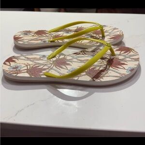 Tory Burch Lime Yellow Strap Floral Print Sandals
